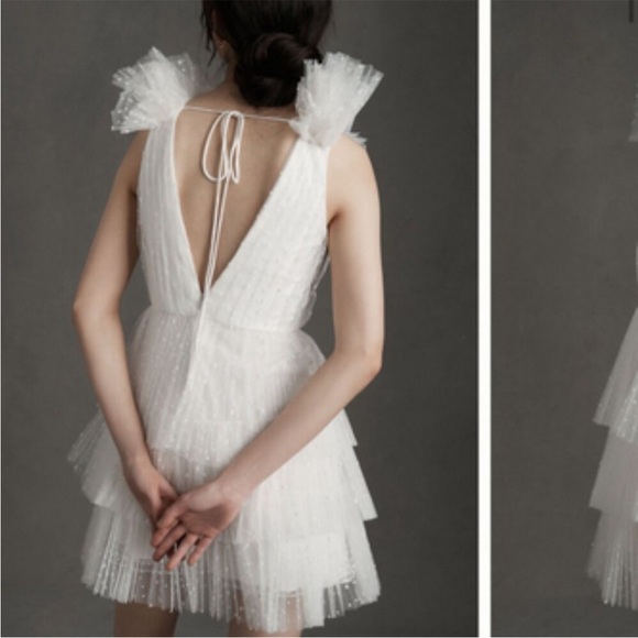 BHLDN Monique Lhuillier size 14 New With Tags Elegant White Ruffled Dress - Picture 10 of 15
